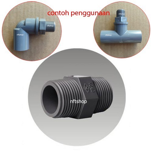 Double Nipel Nepel Drat Luar 3/4 Inch