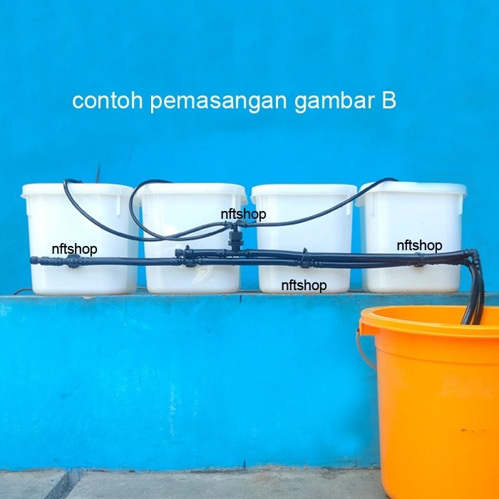 Set Lengkap Dutch Bucket Selang 16mm Tanaman Sayur Buah Hidroponik - Dengan Pompa