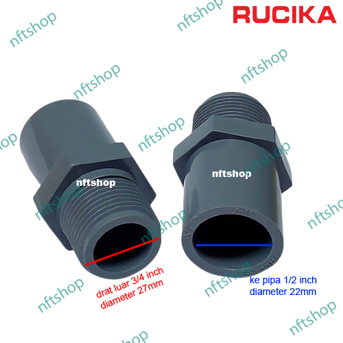 Socket Sok Drat luar 3/4 Inch x Pipa 1/2 Inch